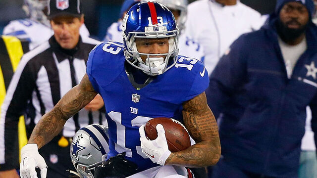 EAST RUTHERFORD, NJ - DECEMBER 11: (NEW YORK DAILIES OUT) Odell Beckham #13 of the New York Giants in action against Brandon Carr #39 of the Dallas Cowboys on December 11, 2016 at MetLife Stadium in East Rutherford, New Jersey. The Giants defeated the Cowboys 10-7.