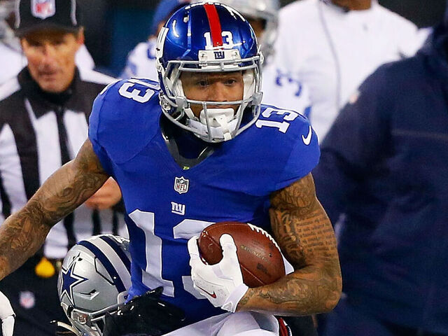 EAST RUTHERFORD, NJ - DECEMBER 11: (NEW YORK DAILIES OUT) Odell Beckham #13 of the New York Giants in action against Brandon Carr #39 of the Dallas Cowboys on December 11, 2016 at MetLife Stadium in East Rutherford, New Jersey. The Giants defeated the Cowboys 10-7.