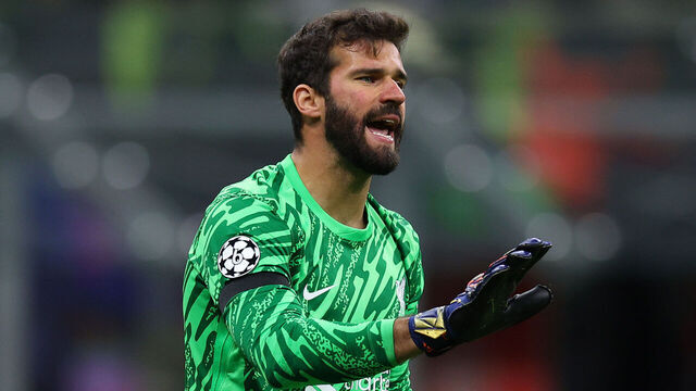MILAN, ITALY - SEPTEMBER 17: Alisson Becker of Liverpool FC in action during the UEFA Champions League 2024/25 League Phase MD1 match between AC Milan and Liverpool FC at Stadio San Siro on September 17, 2024 in Milan, Italy.