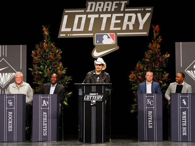 NASHVILLE, TN - DECEMBER 05: Brad Paisley looks on while presenting the order of the 2024 MLB Draft during the 2024 MLB Draft Lottery presented by Nike at the 2023 MLB Winter Meetings at Gaylord Opryland Resort & Convention Center on Tuesday, December 5, 2023 in Nashville, Tennessee.