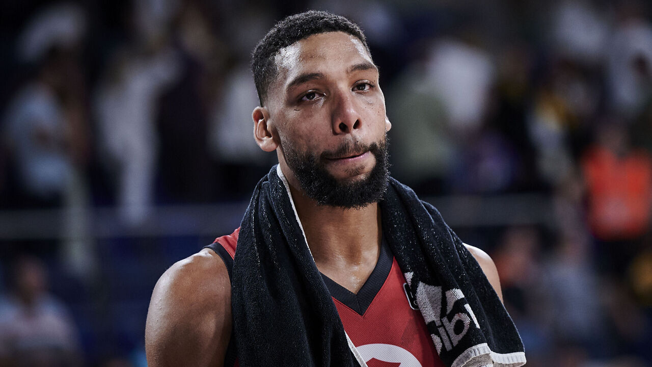 MADRID, SPAIN - SEPTEMBER 24: #15 Jahlil Okafor of Basket Zaragoza during ACB League match between Real Madrid and Basquet Zaragoza at WiZink Center on September 24, 2023 in Madrid, Spain.