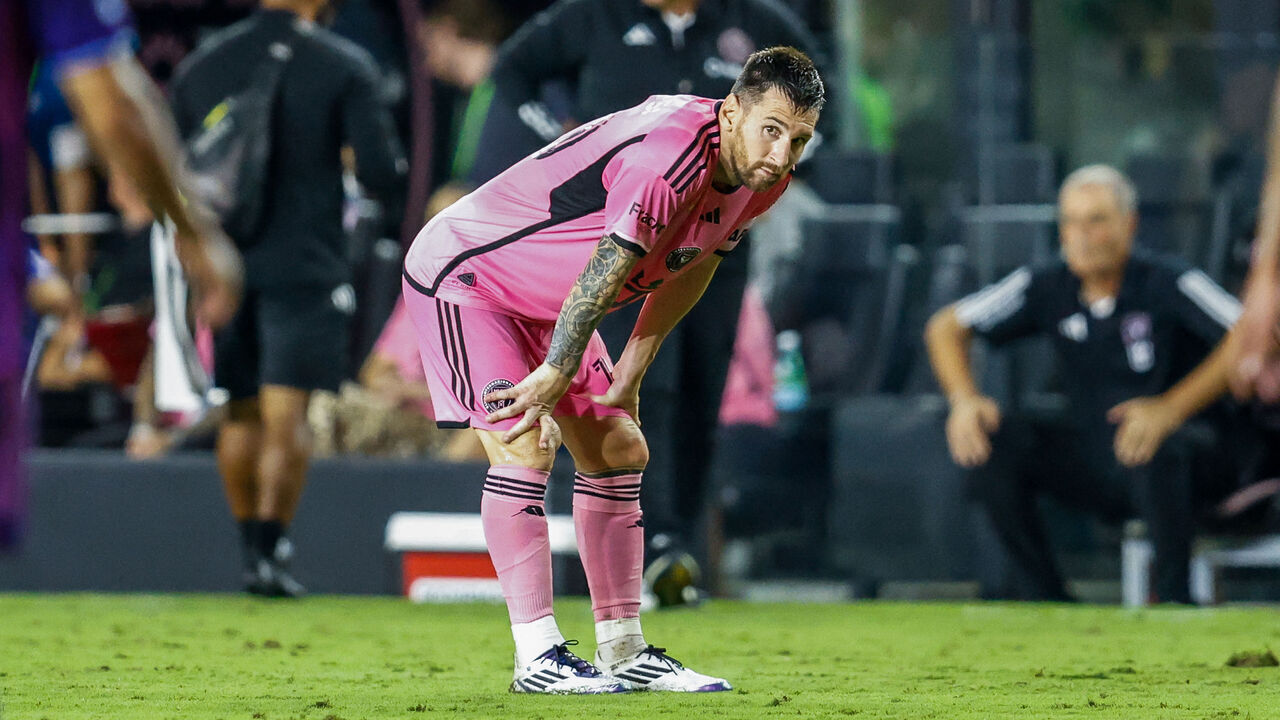 Inter Miami's Argentine forward #10 Lionel Messi looks on during the Major League Soccer (MLS) football match between Inter Miami and Charlotte FC at Chase Stadium in Fort Lauderdale, Florida, September 28, 2024.