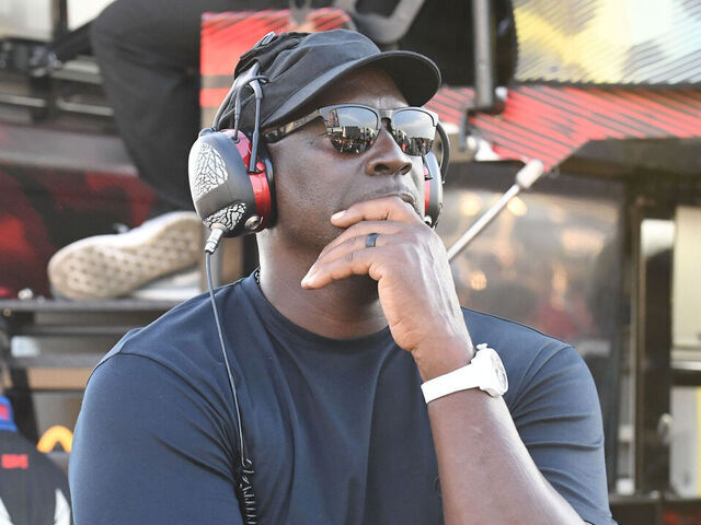 DARLINGTON, SC - SEPTEMBER 01: Michael Jordan co-owner of 23XI racing looks on during the running of the NASCAR Cup Series Cook Out Southern 500 on September 01, 2024, at Darlington Raceway in Darlington, SC.