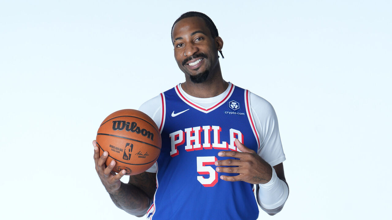 CAMDEN, NJ - SEPTEMBER 30: Andre Drummond #5 of the Philadelphia 76ers poses for a portrait during NBA Media Day on September 30, 2024 at the Philadelphia 76ers Training Complex in Camden, New Jersey. Mandatory Copyright Notice: Copyright 2024 NBAE
