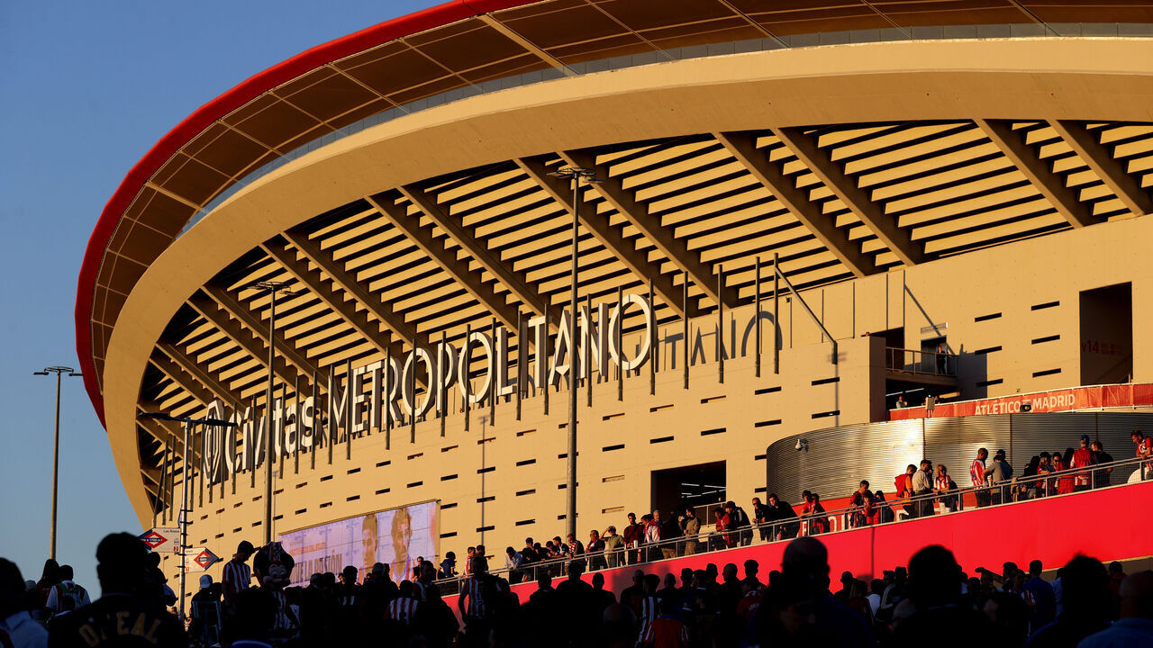 MADRID, SPAIN - SEPTEMBER 29: A general view as fans arrive outside the stadium prior to the LaLiga match between Atletico de Madrid and Real Madrid CF at Estadio Civitas Metropolitano on September 29, 2024 in Madrid, Spain.