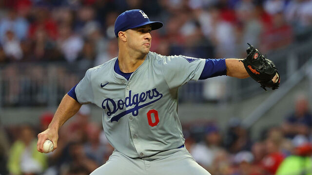 ATLANTA, GEORGIA - SEPTEMBER 14: Jack Flaherty #0 of the Los Angeles Dodgers pitches in the first inning against the Atlanta Braves at Truist Park on September 14, 2024 in Atlanta, Georgia.