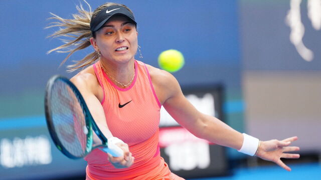 BEIJING, CHINA - OCTOBER 3:Paula Badosa of Spain in action the Women's Singles Quarterfinal match against Zhang Shuai of China on Day 11 of the China Open at National Tennis Center on October 3, 2024 in Beijing, China.