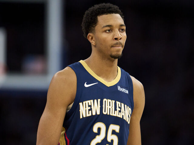 OKLAHOMA CITY, OKLAHOMA - APRIL 21: Trey Murphy III #25 of the New Orleans Pelicans looks on against the Oklahoma City Thunder in game one of the Western Conference First Round Playoffs at the Paycom Center on April 21, 2024 in Oklahoma City, Oklahoma.