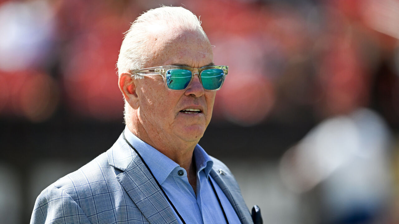 CLEVELAND, OHIO - SEPTEMBER 08: Chief operating officer and co-owner Stephen Jones of the Dallas Cowboys looks on prior to a game against the Cleveland Browns at Huntington Bank Field on September 08, 2024 in Cleveland, Ohio.