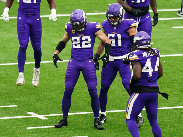 Minnesota Vikings' Harrison Smith celebrates during the NFL International match at the Tottenham Hotspur Stadium, London. Picture date: Sunday October 6, 2024.