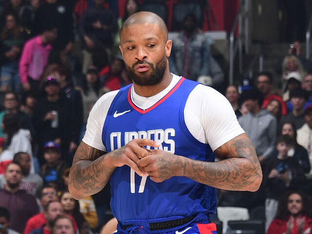 LOS ANGELES, CA - APRIL 5: PJ Tucker #17 of the LA Clippers looks on during the game against the Utah Jazz on April 5, 2024 at Crypto.Com Arena in Los Angeles, California. NOTE TO USER: User expressly acknowledges and agrees that, by downloading and/or using this Photograph, user is consenting to the terms and conditions of the Getty Images License Agreement. Mandatory Copyright Notice: Copyright 2024 NBAE