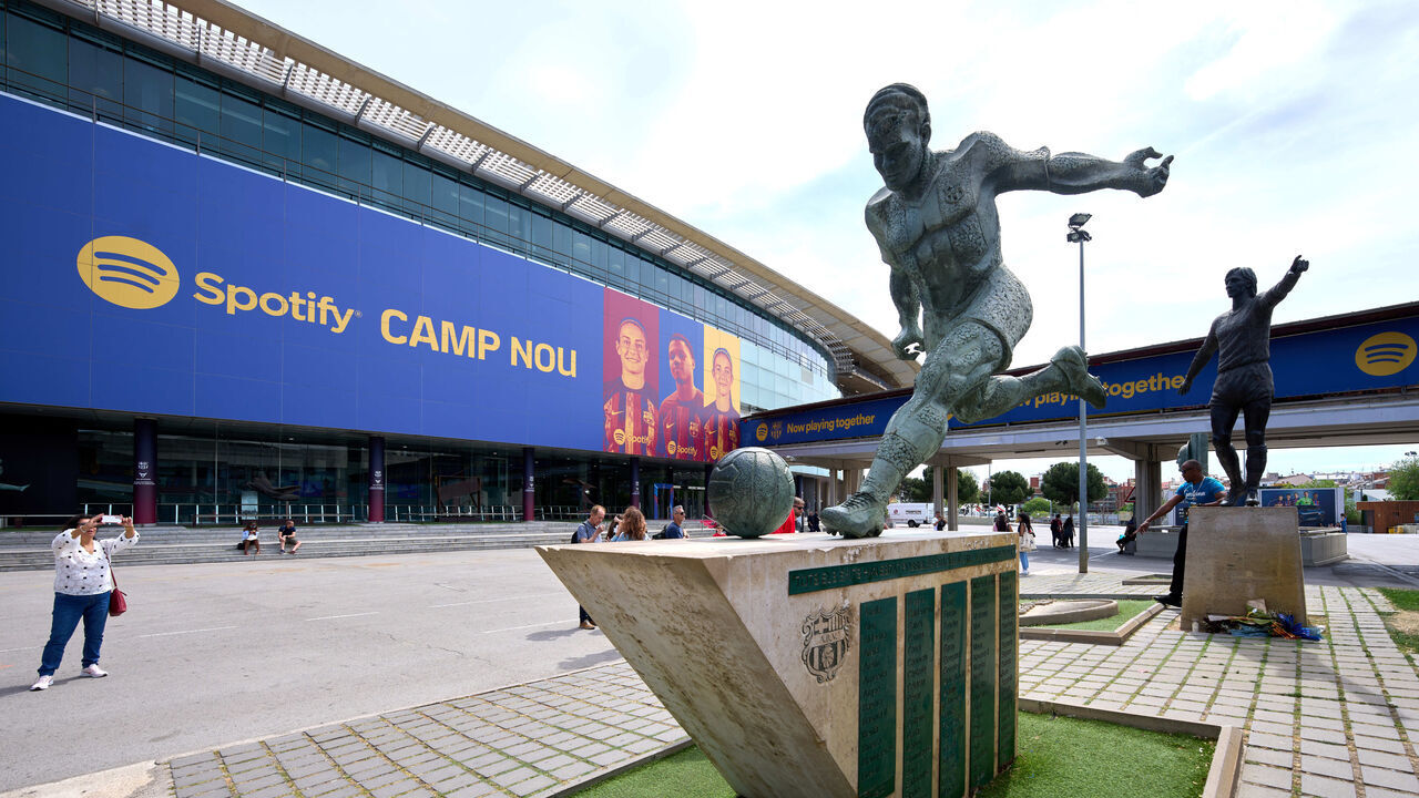 BARCELONA, SPAIN - APRIL 27: A general view outside the stadium ahead of the UEFA Women's Champions League semifinal 2nd leg match between FC Barcelona and Chelsea FC at Camp Nou on April 27, 2023 in Barcelona, Spain.