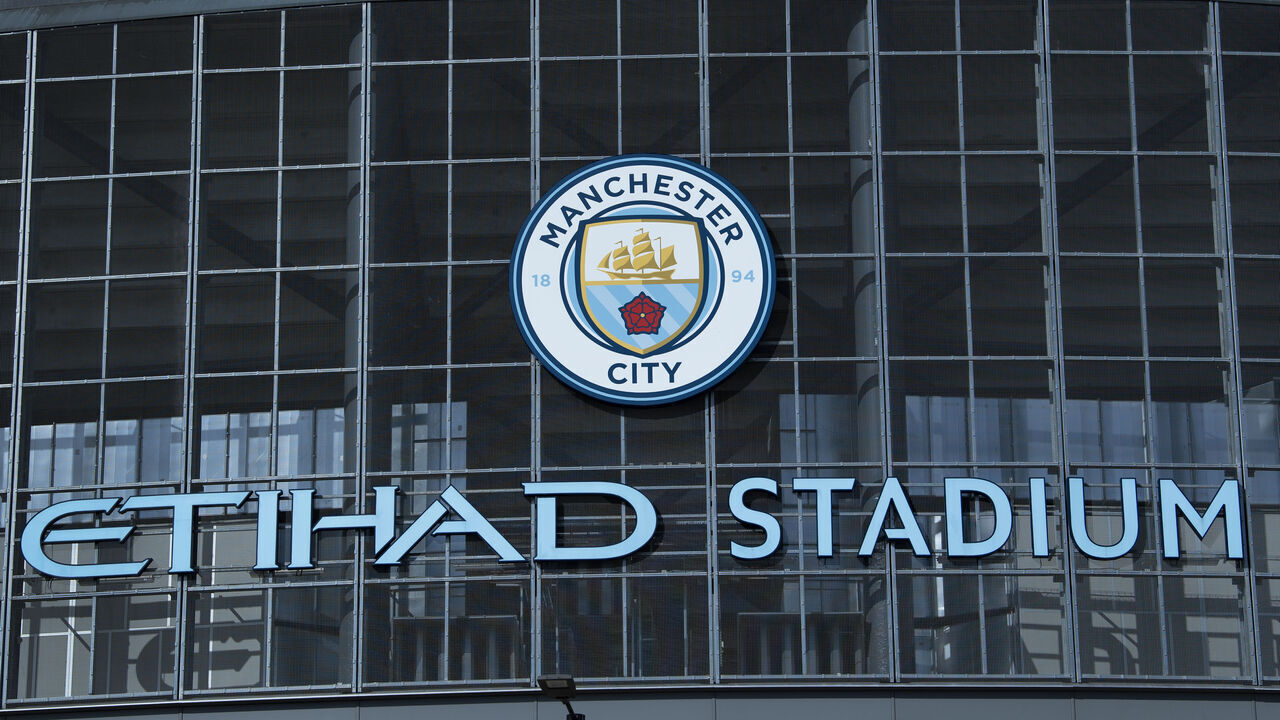 MANCHESTER, ENGLAND - MARCH 24: A general view of the outside of the Etihad Stadium, home of Manchester City FC on March 24, 2021 in Manchester, United Kingdom.