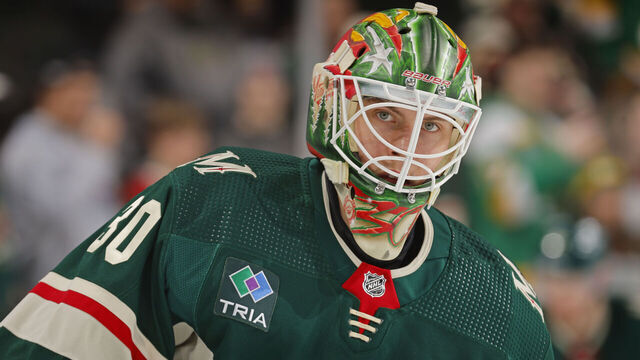 SAINT PAUL, MN - JANUARY 12: Jesper Wallstedt #30 of the Minnesota Wild warms up before the game against the Philadelphia Flyers at the Xcel Energy Center on January 12, 2024 in Saint Paul, Minnesota.