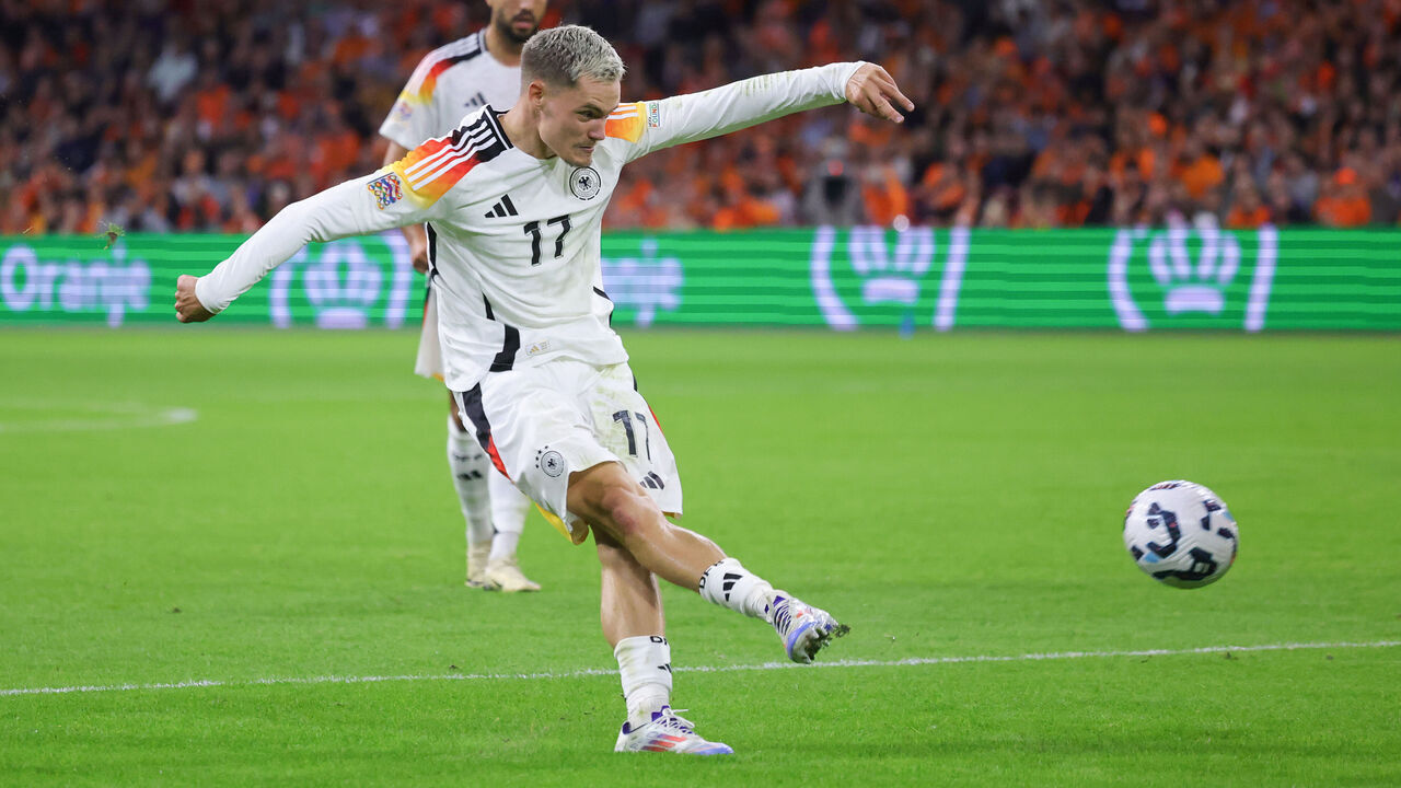 AMSTERDAM, NETHERLANDS - SEPTEMBER 10: Florian Wirtz of Germany plays the ball during the UEFA Nations League 2024/25 League A Group A3 match between Netherlands and Germany at on September 10, 2024 in Amsterdam, Netherlands.