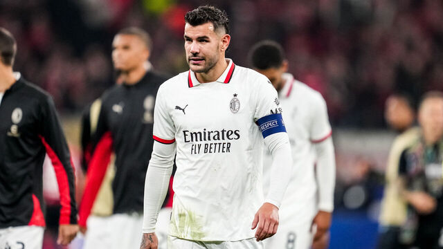 LEVERKUSEN, GERMANY - OCTOBER 1: Theo Hernandez of AC Milan looks on after the UEFA Champions League 2024/25 League Phase MD2 match between Bayer 04 Leverkusen and AC Milan at BayArena on October 1, 2024 in Leverkusen, Germany.