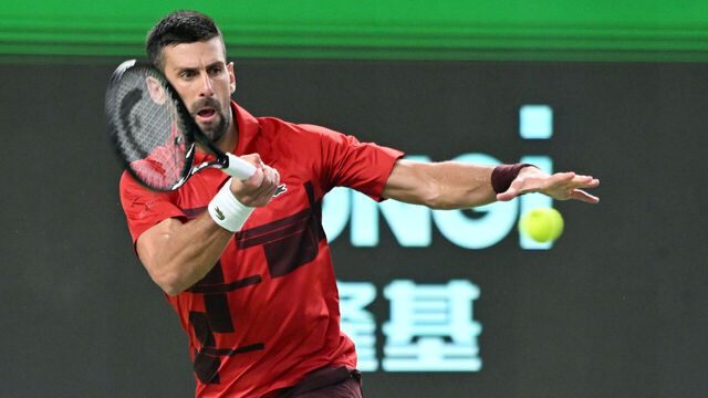 SHANGHAI, CHINA - OCTOBER 08: Novak Djokovic of Serbia competes in the Men's Singles Round of 32 match against Flavio Cobolli of Italy on Day 9 of 2024 Shanghai Rolex Masters at Qi Zhong Tennis Centre on October 8, 2024 in Shanghai, China.