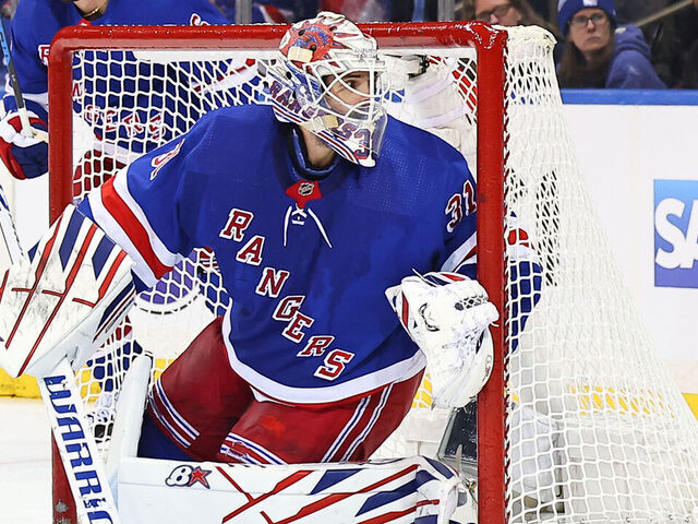 NEW YORK, NY - MAY 30: Igor Shesterkin #31 of the New York Rangers during the National Hockey League Eastern Conference Final game 5 against the Florida Panthers on May 30, 2024 at Madison Square Garden in New York.