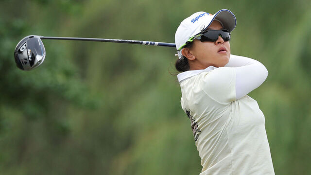 Kim Sei-young of South Korea plays a shot during the first round of the Shanghai LPGA golf tournament in Shanghai on October 10, 2024.