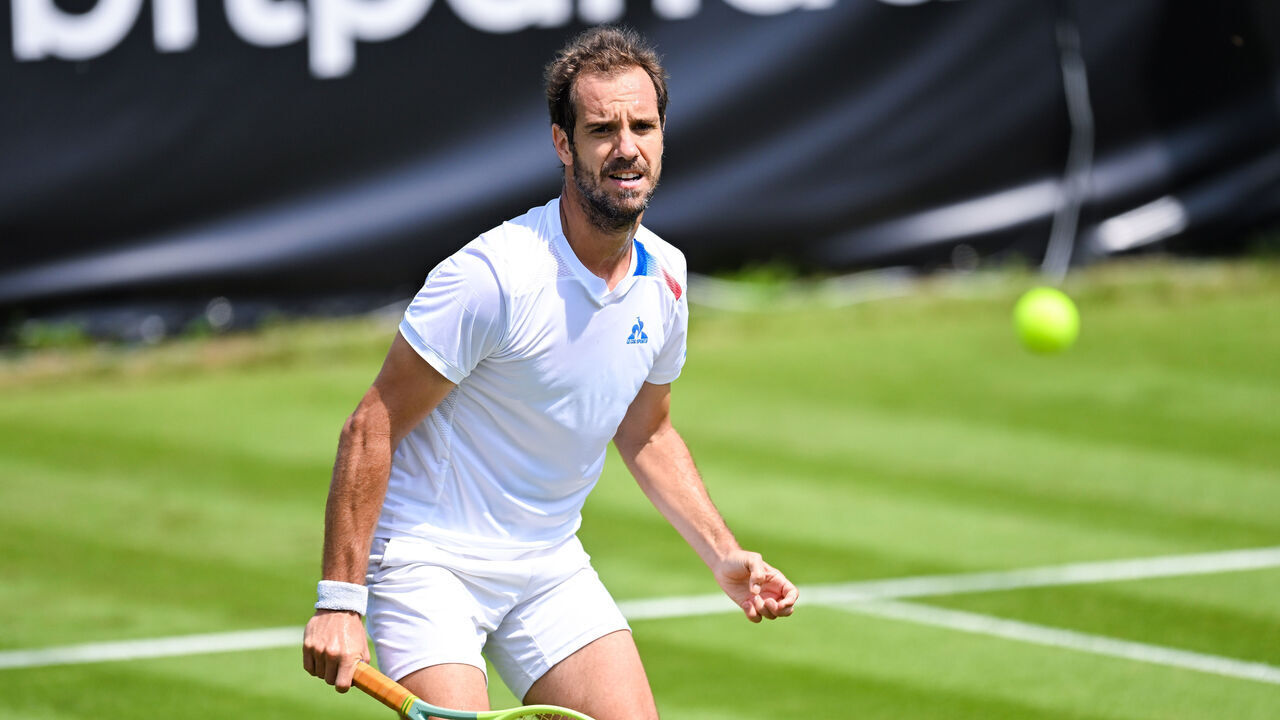 STUTTGART, GERMANY - JUNE 8: Richard Gasquet of France in action against Benjamin Bonzi of France in the Qualifying of the men's singles match during the Boss Open ATP 250 on June 8, 2024 in Stuttgart, Germany.