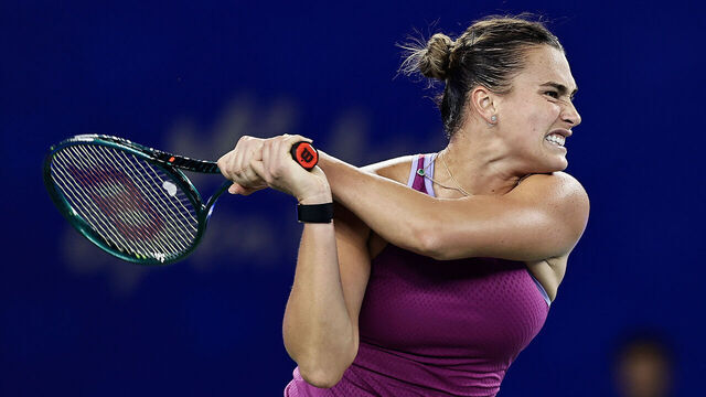 WUHAN, CHINA - OCTOBER 10:Aryna Sabalenka react against Yulia Putintseva of Kazakhstan in the Women's Singles Round of 16 match during the day sixth of the 2024 Wuhan Open at Optics Valley International Tennis Center on October 10, 2024 in Wuhan, China.