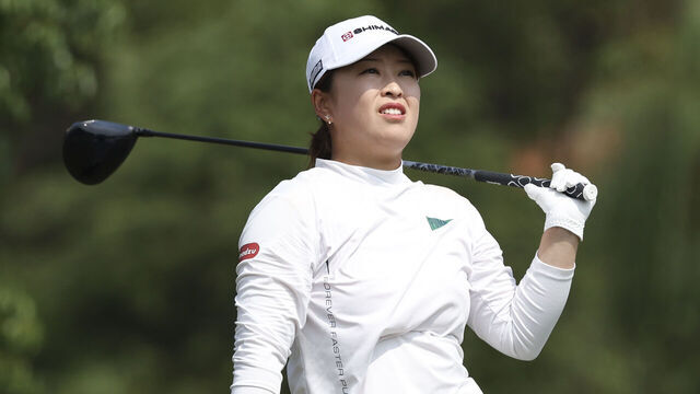 SHANGHAI, CHINA - OCTOBER 12: Mao Saigo of Japan reacts on the 4th hole during the third round of the Buick LPGA Shanghai 2024 at Qizhong Garden Golf Club on October 12, 2024 in Shanghai, China.