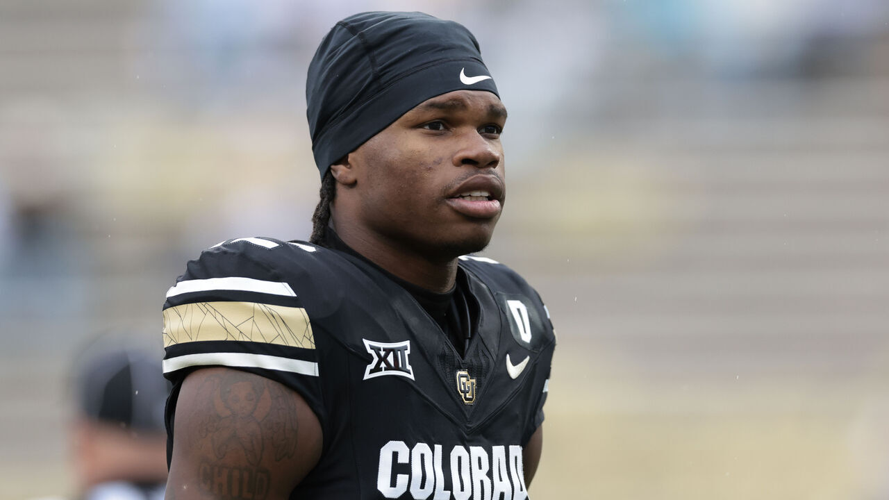 BOULDER, COLORADO - SEPTEMBER 21: Travis Hunter #12 of the Colorado Buffaloes warms up prior to the game against the Baylor Bears at Folsom Field on September 21, 2024 in Boulder, Colorado.
