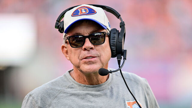 DENVER, CO - OCTOBER 6: Denver Broncos head coach Sean Payton looks on during a game between the Las Vegas Raiders and the Denver Broncos at Empower Field at Mile High on October 6, 2024 in Denver, Colorado.