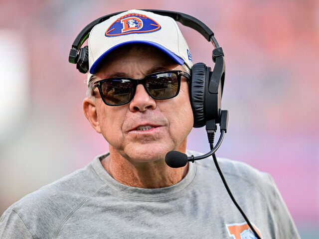 DENVER, CO - OCTOBER 6: Denver Broncos head coach Sean Payton looks on during a game between the Las Vegas Raiders and the Denver Broncos at Empower Field at Mile High on October 6, 2024 in Denver, Colorado.