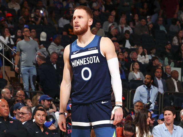 NEW YORK, NY - OCTOBER 13: Donte DiVincenzo #0 of the Minnesota Timberwolves looks on during the game on October 13, 2024 at Madison Square Garden in New York City, New York. Mandatory Copyright Notice: Copyright 2024 NBAE
