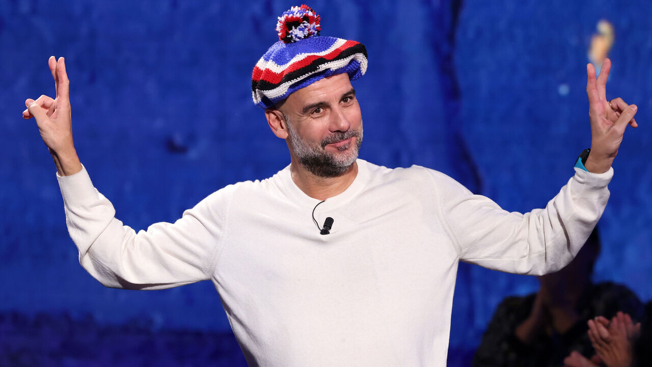 MILAN, ITALY - OCTOBER 13: Pep Guardiola attends the "Che Tempo Che Fa" TV show at Nove Studios on October 13, 2024 in Milan, Italy.