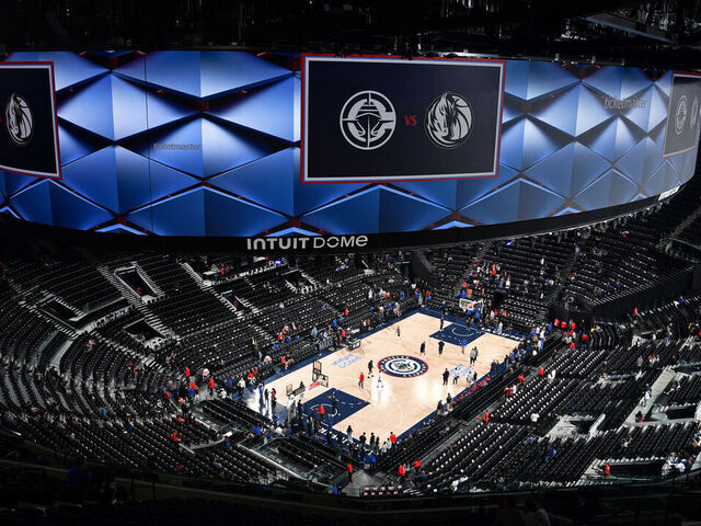 INGLEWOOD, CA - OCTOBER 14: An overall view of the arena before the game between the Dallas Mavericks and the LA Clippers on October 14, 2024 at Intuit Dome in Los Angeles, California. NOTE TO USER: User expressly acknowledges and agrees that, by downloading and/or using this Photograph, user is consenting to the terms and conditions of the Getty Images License Agreement. Mandatory Copyright Notice: Copyright 2024 NBAE
