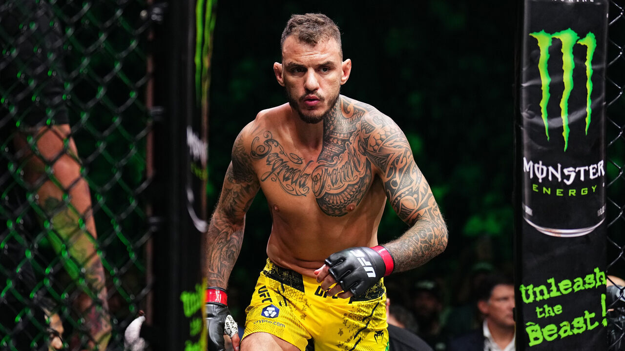 PARIS, FRANCE - SEPTEMBER 28: Renato Moicano of Brazil prepares to face Benoit Saint Denis of France in a lightweight fight during the UFC Fight Night event at The Accor Arena on September 28, 2024 in Paris, France.