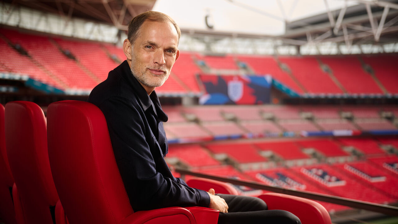 LONDON, ENGLAND - OCTOBER 16: Thomas Tuchel poses for a photo as he is announced as the new England manager at Wembley Stadium on October 16, 2024 in London, England.