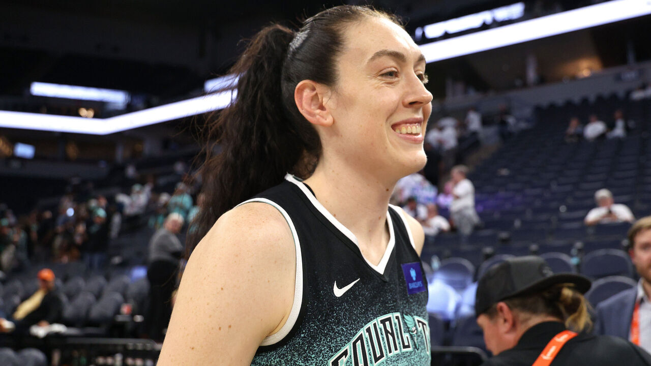 MINNEAPOLIS, MINNESOTA - OCTOBER 16: Breanna Stewart #30 of the New York Liberty reacts as she walks off the court after defeating the Minnesota Lynx 80-77 in Game Three of the WNBA Finals at Target Center on October 16, 2024 in Minneapolis, Minnesota.
