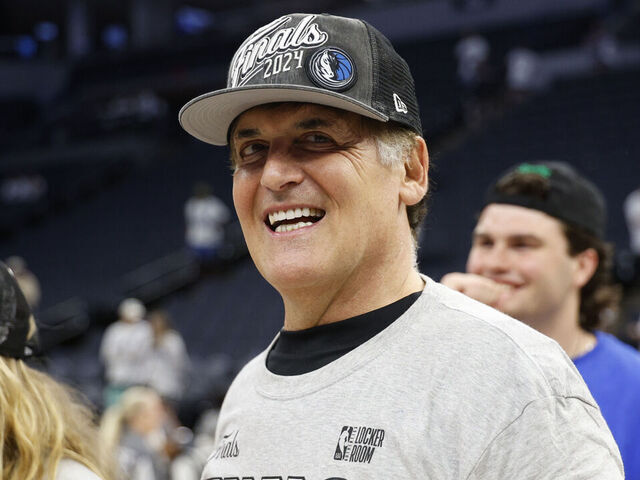 MINNEAPOLIS, MINNESOTA - MAY 30: Dallas Mavericks owner Mark Cuban celebrates after a 124-103 victory against the Minnesota Timberwolves in Game Five of the Western Conference Finals at Target Center on May 30, 2024 in Minneapolis, Minnesota.