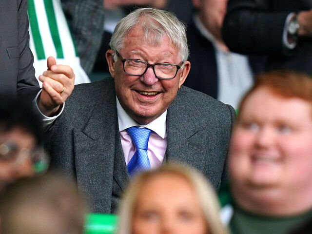 Sir Alex Ferguson in the stands before the William Hill Premiership match at Celtic Park, Glasgow. Picture date: Saturday October 19, 2024.