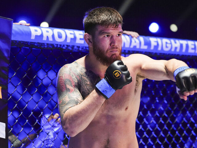 RIYADH, SAUDI ARABIA - FEBRUARY 25: Johnny Eblen prepares to fight against Impa Kasanganay during the 2024 PFL vs Bellator: Champs event at Kingdom Arena on February 25, 2024 in Riyadh.