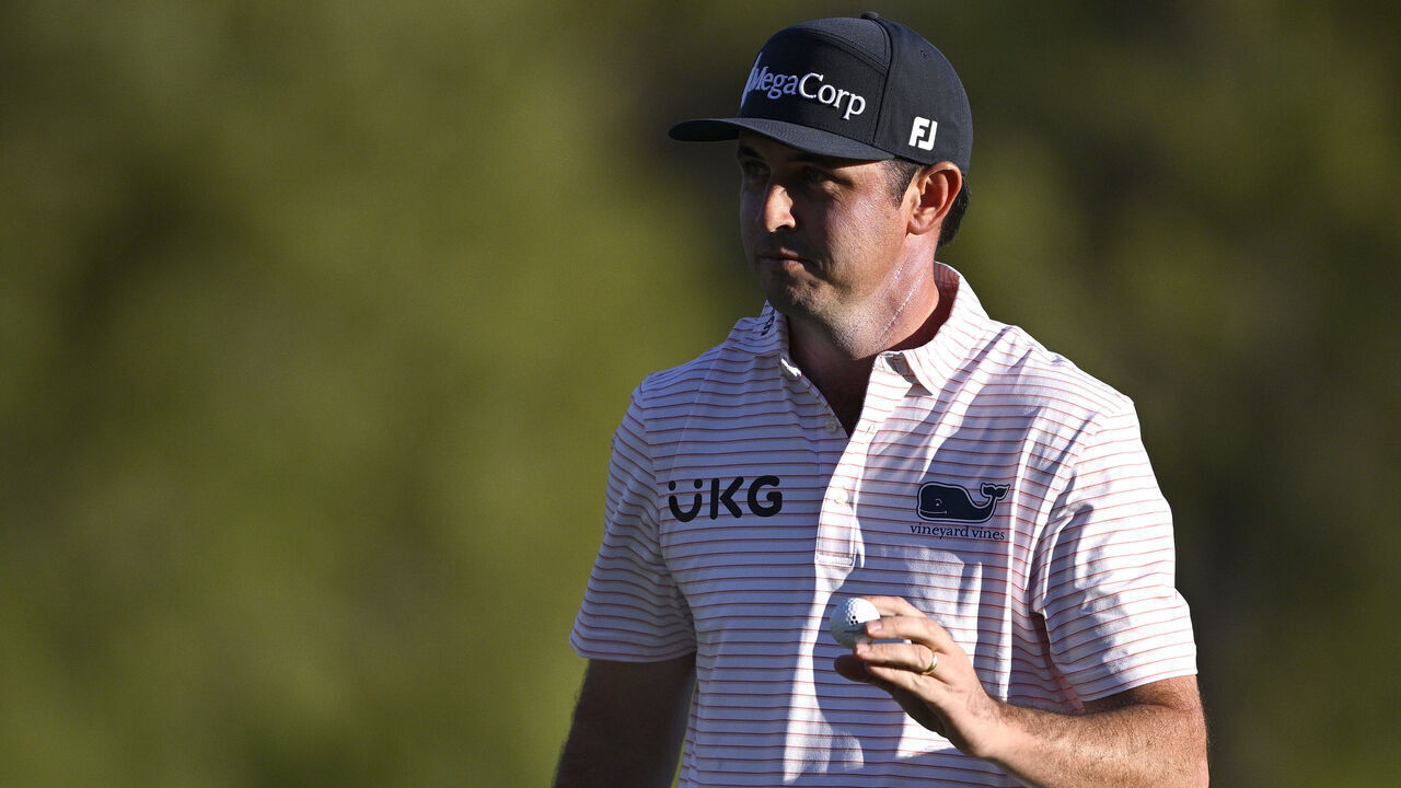 LAS VEGAS, NEVADA - OCTOBER 19: J.T. Poston of the United States reacts on the ninth green during the third round of the Shriners Children's Open 2024 at TPC Summerlin on October 19, 2024 in Las Vegas, Nevada.