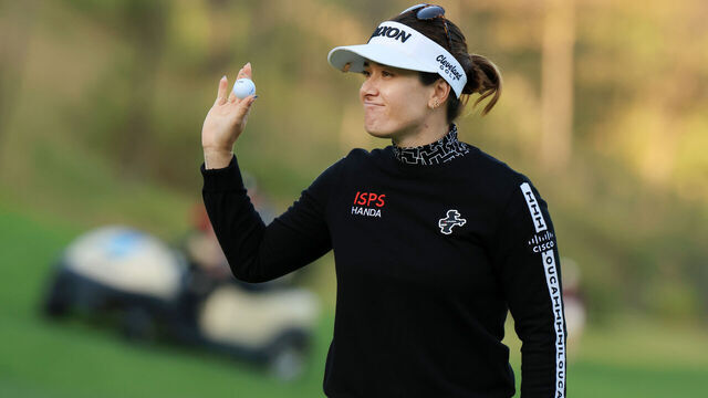 PAJU, SOUTH KOREA - OCTOBER 20: Hannah Green of Australia acknowledges the gallery after winning the tournament on the 18th green during the final round of the BMW Ladies Championship 2024 at Seowon Hills Country Club on October 20, 2024 in Paju, South Korea.