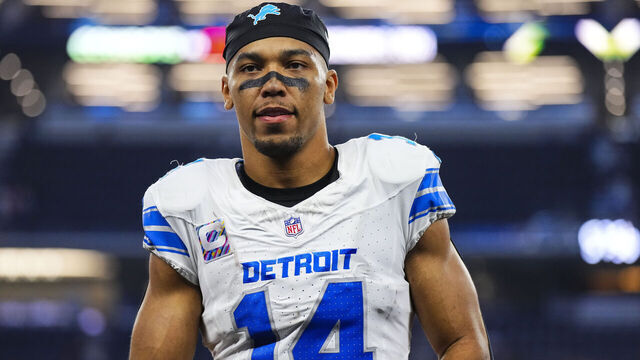 ARLINGTON, TX - OCTOBER 13: Amon-Ra St. Brown #14 of the Detroit Lions walks off of the field after an NFL football game against the Dallas Cowboys at AT&T Stadium on October 13, 2024 in Arlington, Texas.