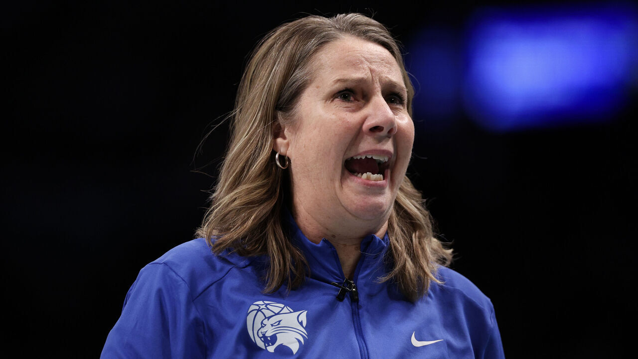 NEW YORK, NEW YORK - OCTOBER 20: Head coach Cheryl Reeve of the Minnesota Lynx reacts during the first half against the New York Liberty during Game Five of the WNBA Finals at Barclays Center on October 20, 2024 in New York City.