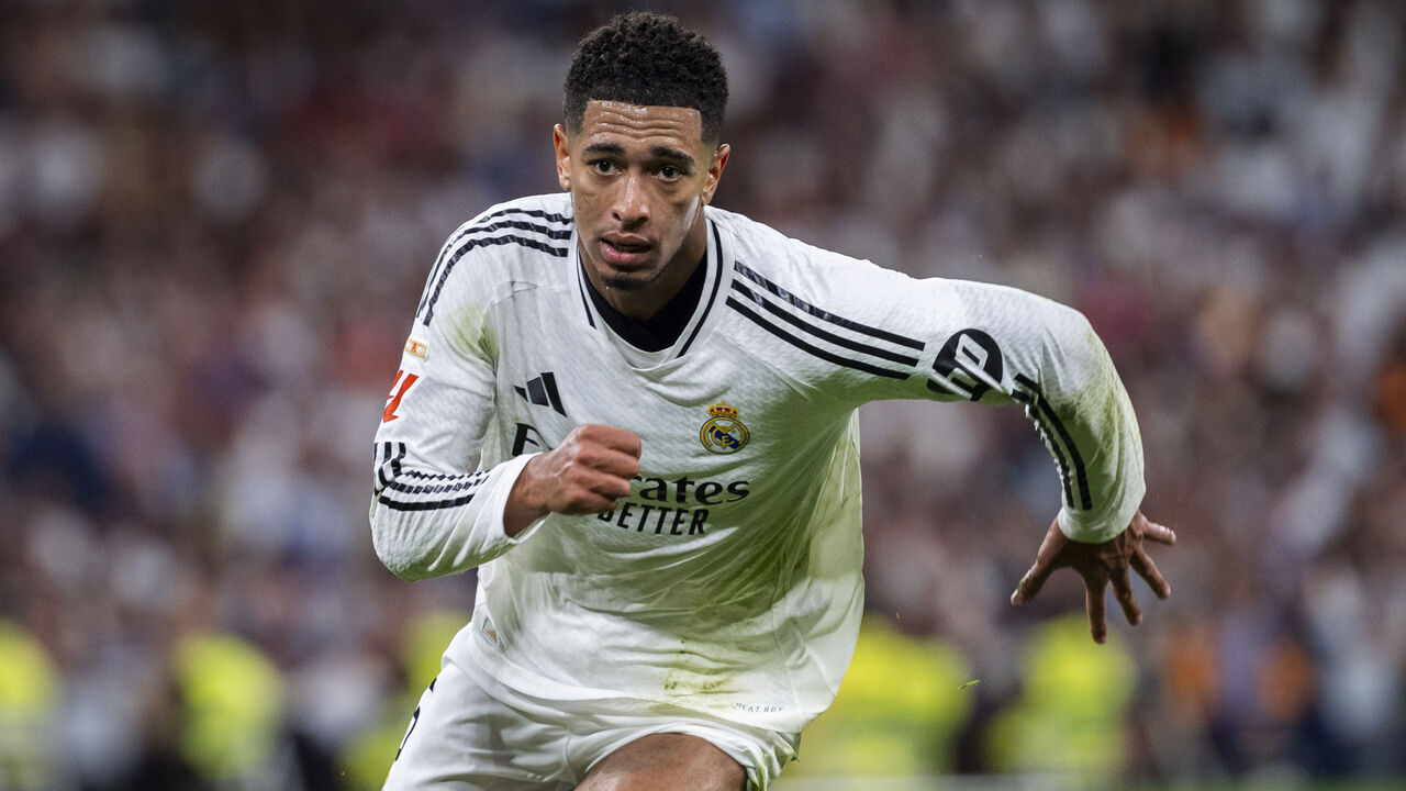 Jude Bellingham of Real Madrid CF runs during the La Liga EA Sports 2024/25 football match between Real Madrid CF and Villarreal CF at Estadio Santiago Bernabeu in Madrid, Spain, on October 5, 2024.