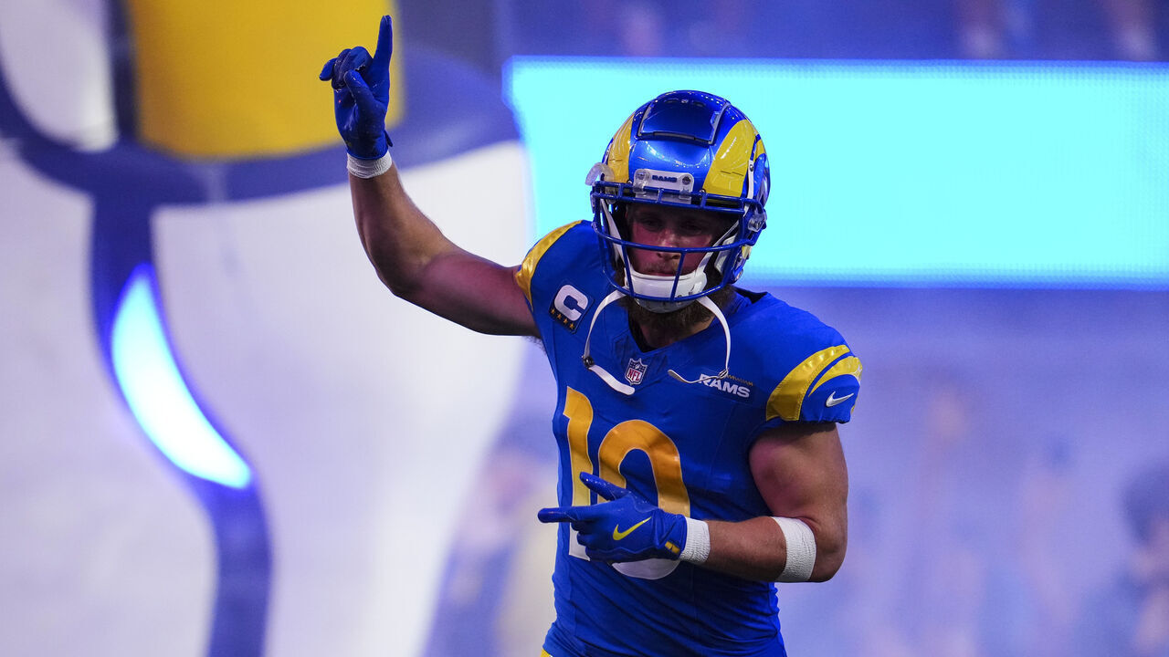 INGLEWOOD, CA - DECEMBER 21: Cooper Kupp #10 of the Los Angeles Rams runs out of the tunnel prior to an NFL football game against the New Orleans Saints at SoFi Stadium on December 21, 2023 in Inglewood, California.