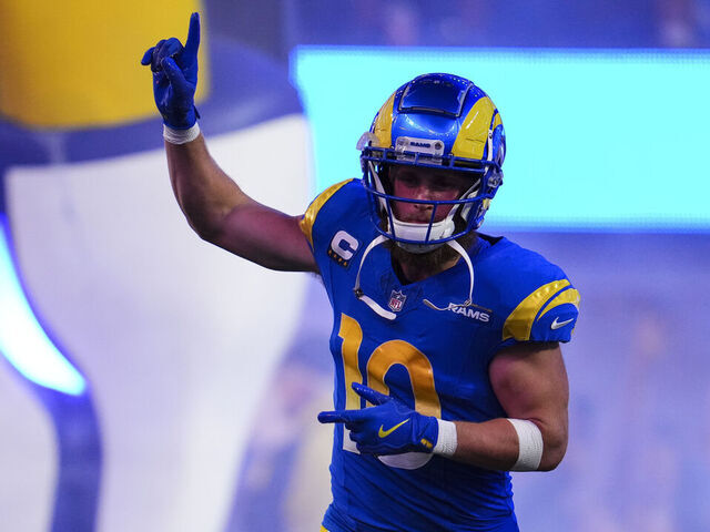INGLEWOOD, CA - DECEMBER 21: Cooper Kupp #10 of the Los Angeles Rams runs out of the tunnel prior to an NFL football game against the New Orleans Saints at SoFi Stadium on December 21, 2023 in Inglewood, California.