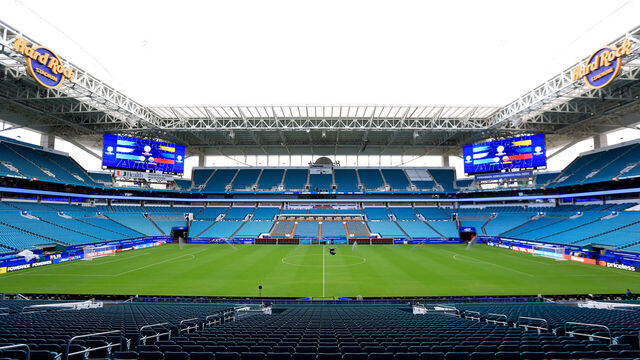 MIAMI GARDENS, FLORIDA - JULY 13: General view of Hard Rock Stadium during Colombia's field recognition ahead of the CONMEBOL Copa America 2024 final against Argentina on July 13, 2024 in Miami Gardens, Florida.