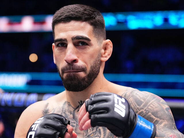 ANAHEIM, CALIFORNIA - FEBRUARY 17: Ilia Topuria of Germany prepares to face Alexander Volkanovski of Australia in the UFC featherweight championship fight during the UFC 298 event at Honda Center on February 17, 2024 in Anaheim, California.