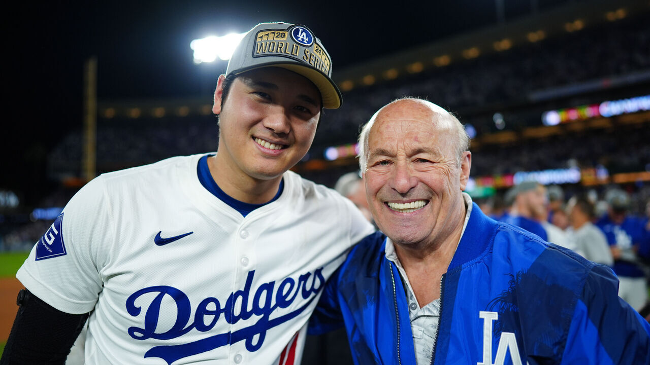LOS ANGELES, CA - OCTOBER 20: Shohei Ohtani #17 of the Los Angeles Dodgers poses for a photo after Game 6 of the NLCS presented by loanDepot between the New York Mets and the Los Angeles Dodgers at Dodger Stadium on Sunday, October 20, 2024 in Los Angeles, California.