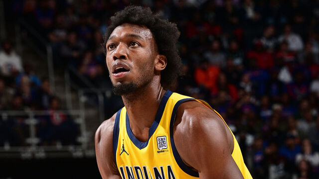 DETROIT, MI - OCTOBER 23: James Wiseman #13 of the Indiana Pacers shoots a free throw during the game against the Detroit Pistons on October 23, 2024 at Little Caesars Arena in Detroit, Michigan. NOTE TO USER: User expressly acknowledges and agrees that, by downloading and/or using this photograph, User is consenting to the terms and conditions of the Getty Images License Agreement. Mandatory Copyright Notice: Copyright 2024 NBAE