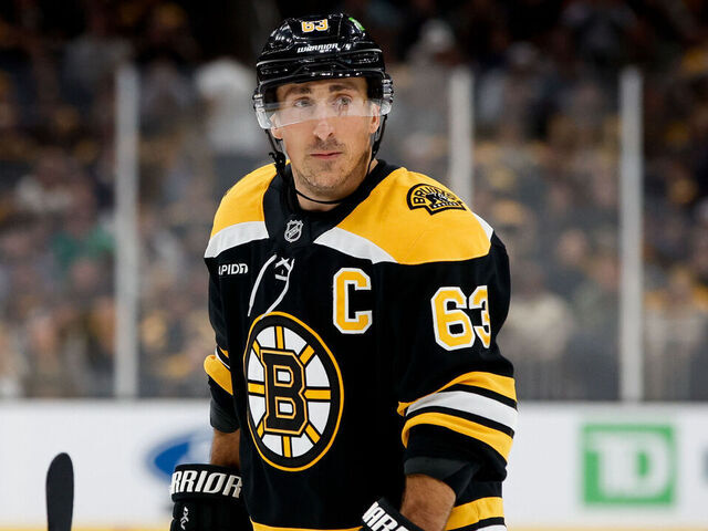 BOSTON, MASSACHUSETTS - OCTOBER 10: Brad Marchand #63 of the Boston Bruins skates against the Montreal Canadiens during the first period at the TD Garden on October 10, 2024 in Boston, Massachusetts. The Bruins won 6-4.